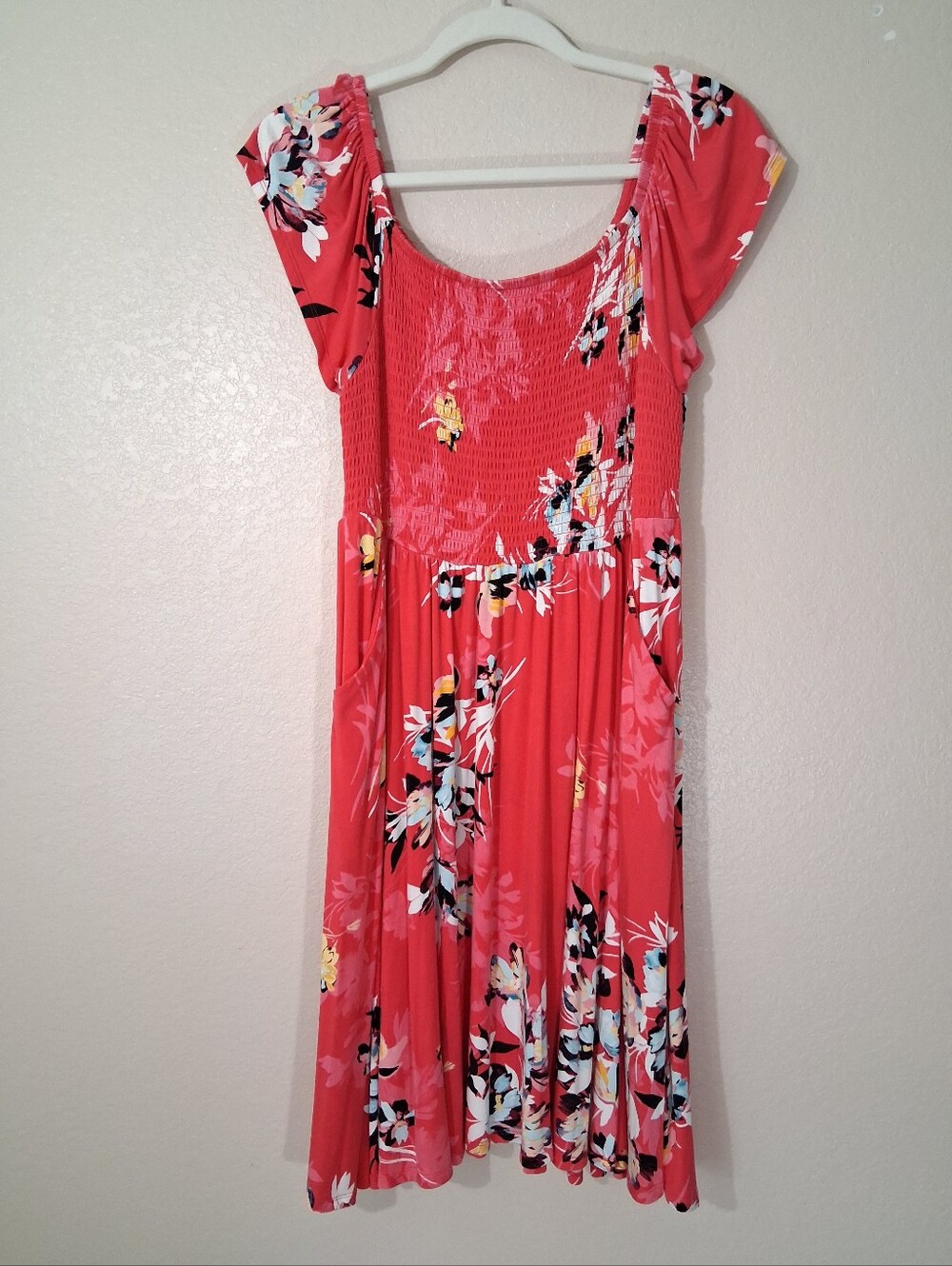 Torrid Super Soft Knits 1X Floral Ruffle Sleeve Smocked Midi Dress Hot Pink